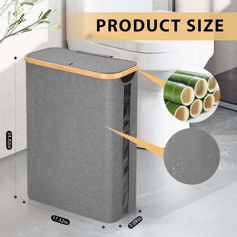 Odonata Large Toilet Paper Storage Basket with Lid, Slim Toilet Paper Organizer, Hold up to 20 Regular Rolls or 15 Mega Rolls. (Grey, 49L) - Image 3